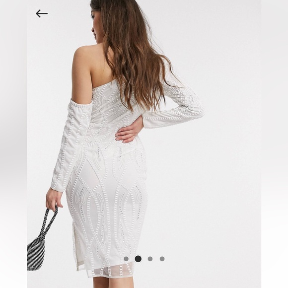 ASOS Design long sleeve splice detail embellished midi dress women’s size 4 - Picture 3 of 11
